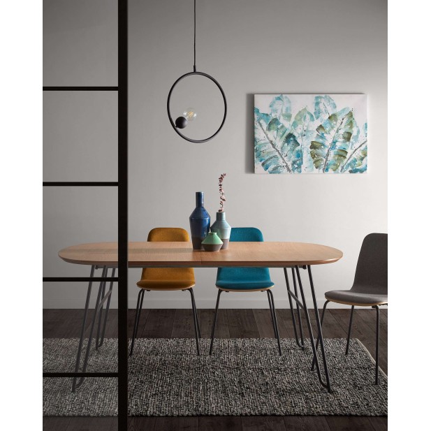 Mesa ext NOVAC 170(320)x100 cm roble/acero Kave Home/Vackart CC1074M46