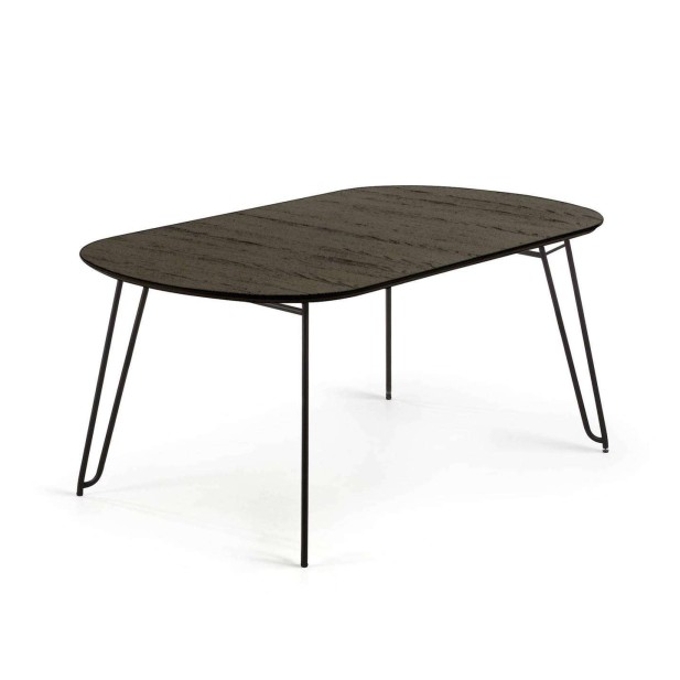 Mesa MILIAN 140(220)x90cm fresno / negro - KaveHome - Vackart NR009M01