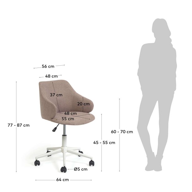 Silla de escritorio EINARA rosa - Kave Home / Vackart. CC2261GR24 Silla de escritorio EINARA rosa - Kave Home / Vackart. CC2261GR24