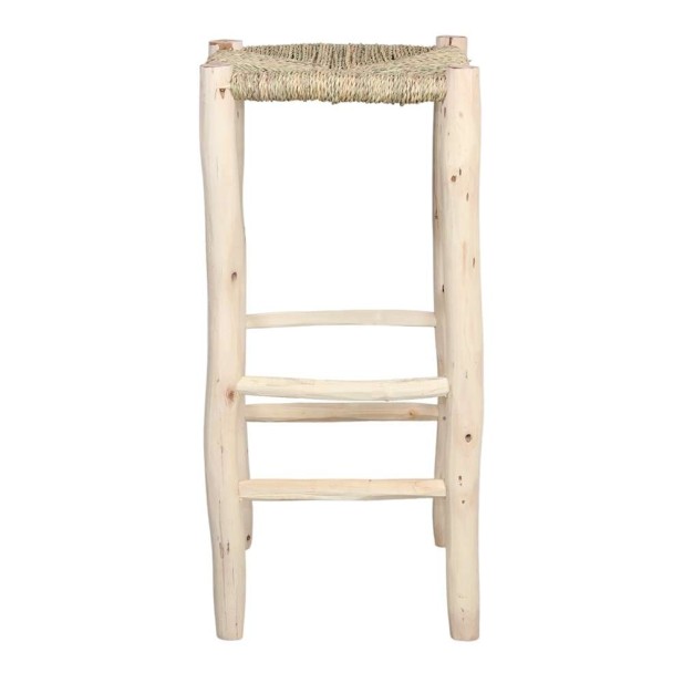 Taburete Alto TULANE 74 cm, Madera / Palma Natural. Vackart
