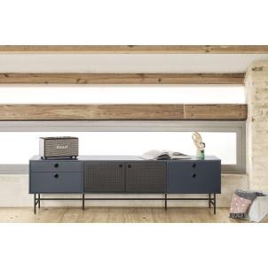 Mueble TV PUNTO 180 cm, Gris Antracita / Metal Negro - Teulat. Vackart 2