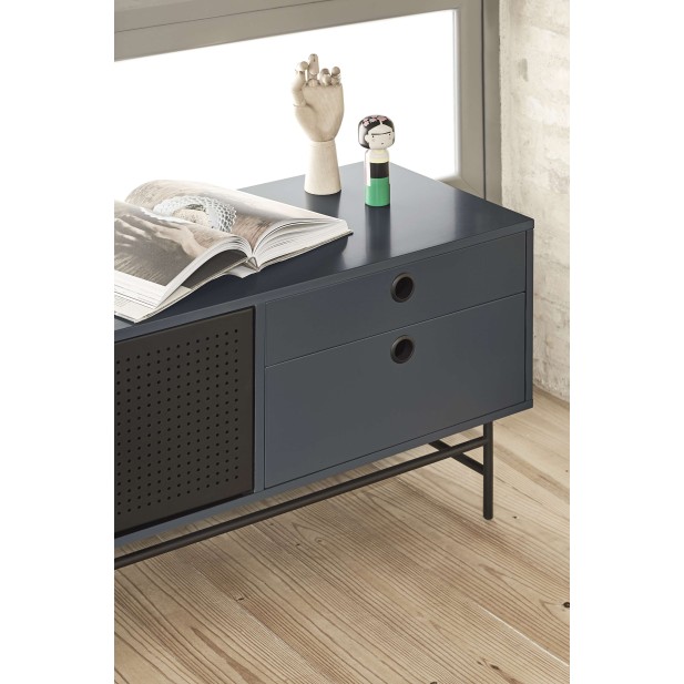 Mueble TV PUNTO 180 cm, Gris Antracita / Metal Negro - Teulat. Vackart Mueble TV PUNTO 180 cm, Gris Antracita / Metal Negro - Teulat. Vackart