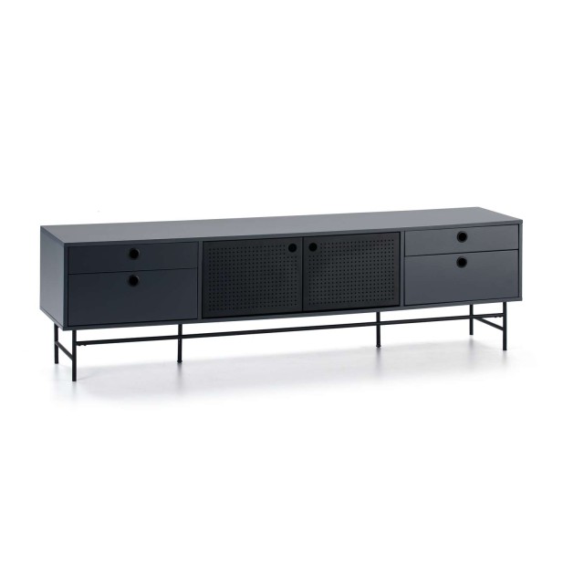 Mueble TV PUNTO 180 cm, Gris Antracita / Metal Negro - Teulat. Vackart Mueble TV PUNTO 180 cm, Gris Antracita / Metal Negro - Teulat. Vackart