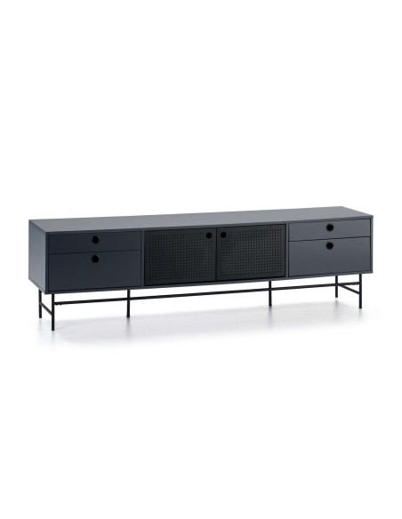 Mueble TV PUNTO 180 cm, Gris Antracita / Metal Negro - Teulat. Vackart