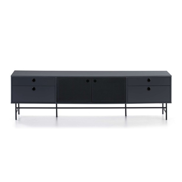 Mueble TV PUNTO 180 cm, Gris Antracita / Metal Negro - Teulat. Vackart