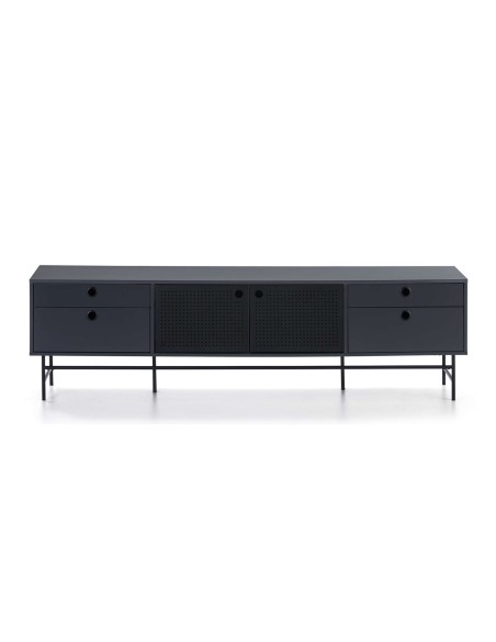 Mueble TV PUNTO 180 cm, Gris Antracita / Metal Negro - Teulat. Vackart