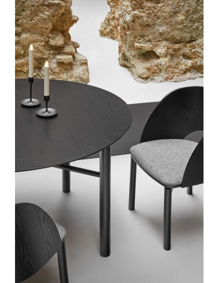 Mesa JUNCO Ø120 cm, DM / Fresno Negro - Teulat. Vackart