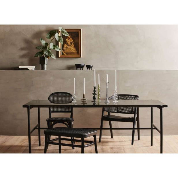 Silla WICKY negra, Abedul/Ratán - Nordal