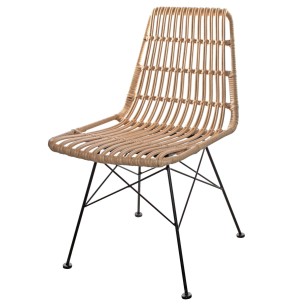 Silla GINO natural, estilo nórdico, estructura tubular de acero y asiento y respaldo de rattan sintético. Ilumina tu hogar con estilo Vackart