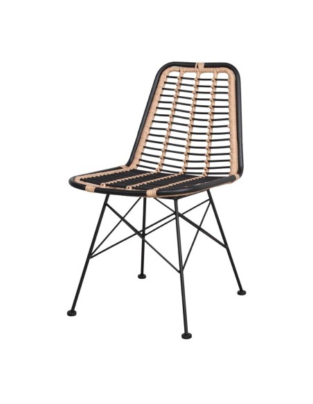 Silla GINO negro ratán sintético, estilo nórdico