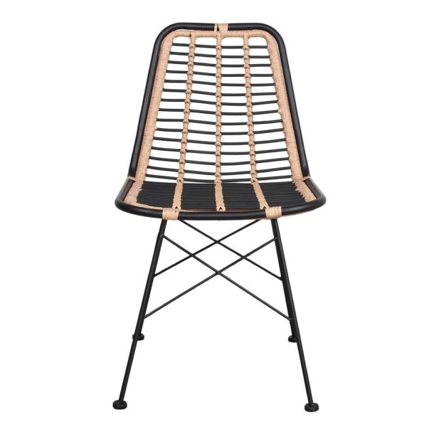 Silla GINO negro ratán sintético, estilo nórdico
