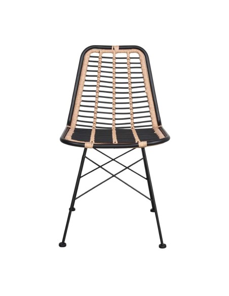 Silla GINO negro ratán sintético, estilo nórdico
