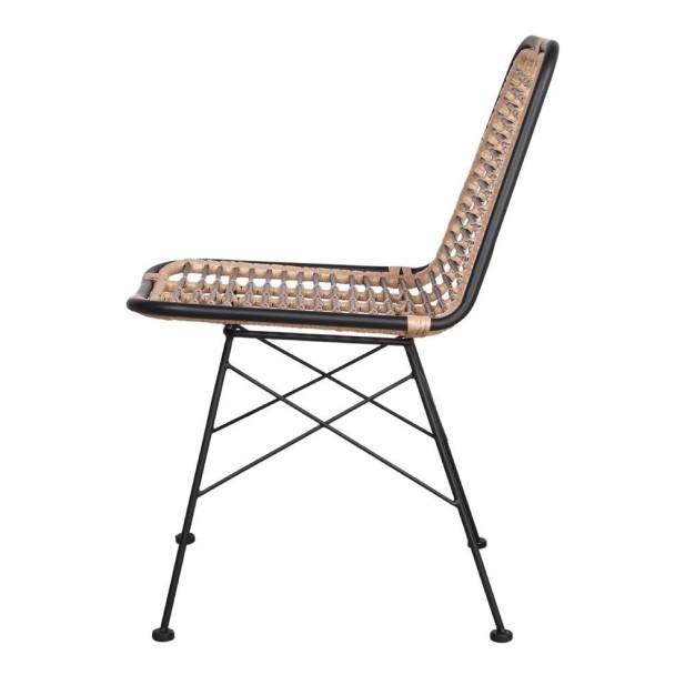 Silla GINO negro ratán sintético, estilo nórdico