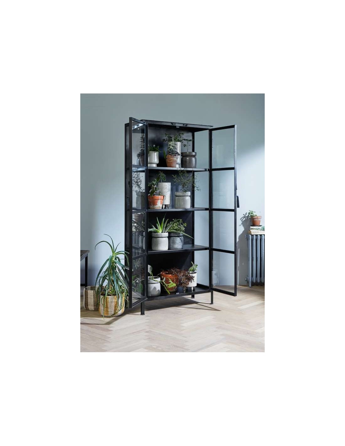 Vitrina PHOENIX 175 cm, Metal Negro / Cristal - Nordal. Vackart