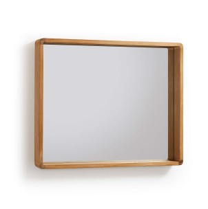 Espejo Kuveni de madera maciza de teca 80 x 65 cm