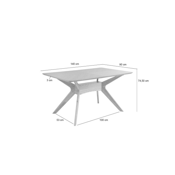 Mesa KULPT 140x90 cm de Comedor, Madera Roble. Vackart