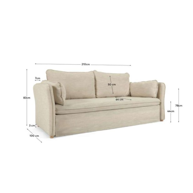 Sofá cama TANIT blanco/haya 210 cm - Kave Home, Vackart - S799_60_SN39 Sofá cama TANIT blanco/haya 210 cm - Kave Home, Vackart - S799_60_SN39