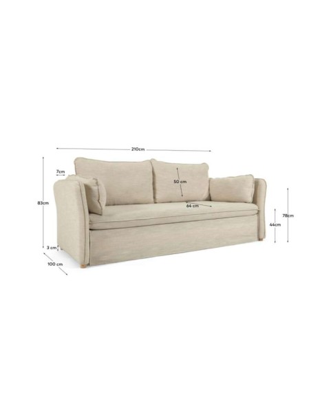 Sofá cama TANIT blanco/haya 210 cm - Kave Home, Vackart - S799_60_SN39