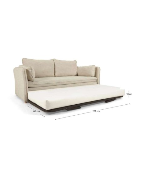 Sofá cama TANIT blanco/haya 210 cm - Kave Home, Vackart - S799_60_SN39