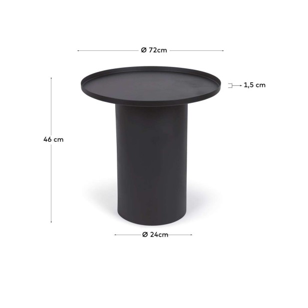 Mesa auxiliar FLEKSA Ø45cm metal negro  - Kave Home, Vackart LH0159R01 Mesa auxiliar FLEKSA Ø45cm metal negro  - Kave Home, Vackart LH0159R01