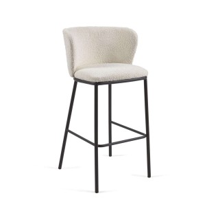 Taburete CISELIA 75 cm borrego blanco/metal negro - Kave Home, Vackart - CC3001J33. Muebles de diseño.