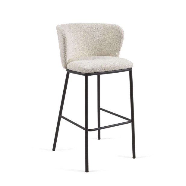 Taburete CISELIA 75 cm borrego blanco/metal negro - Kave Home