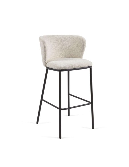 Taburete CISELIA 75 cm borrego blanco/metal negro - Kave Home