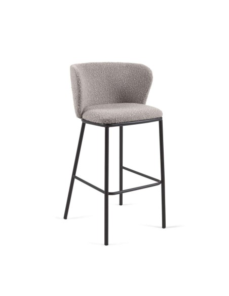 Taburete CISELIA 75 cm borrego gris claro/metal negro - Kave Home