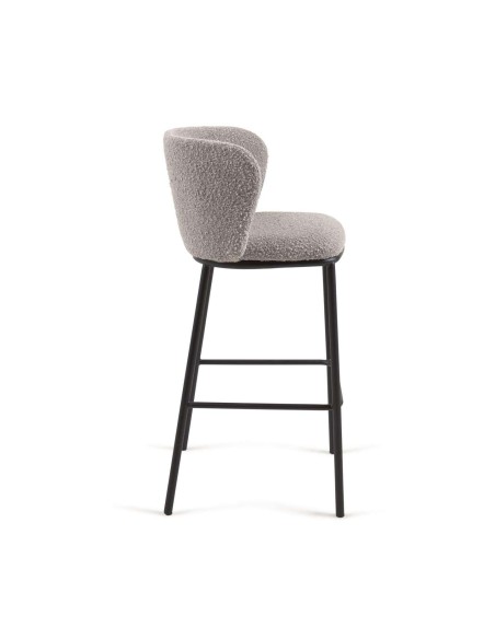 Taburete CISELIA 75 cm borrego gris claro/metal negro - Kave Home