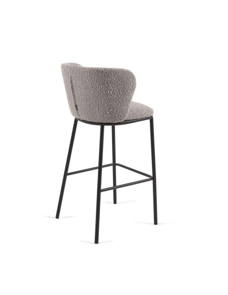 Taburete CISELIA 75 cm borrego gris claro/metal negro - Kave Home