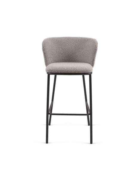 Taburete CISELIA 75 cm borrego gris claro/metal negro - Kave Home