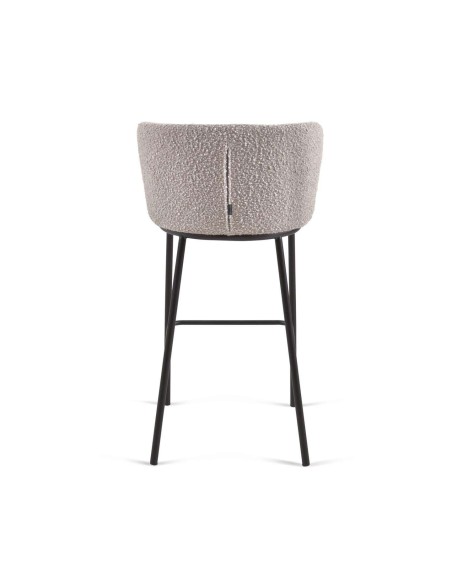 Taburete CISELIA 75 cm borrego gris claro/metal negro - Kave Home