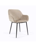 Silla KONNA chenilla beige/patas acero negro - Kave Home