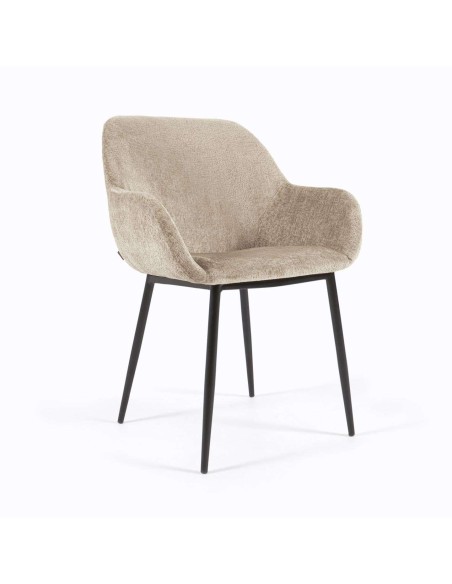 Silla KONNA chenilla beige/acero negro - Kave Home/Vackart CC0934BG12