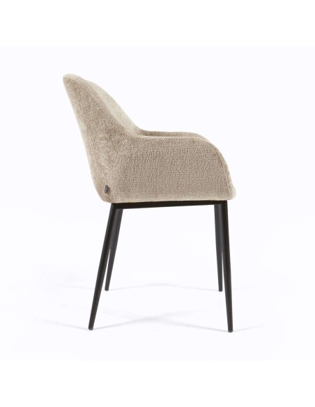 Silla KONNA chenilla beige/acero negro - Kave Home/Vackart CC0934BG12