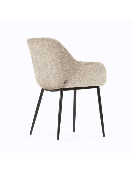 Silla KONNA chenilla beige/acero negro - Kave Home/Vackart CC0934BG12