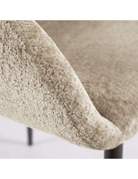 Silla KONNA chenilla beige/acero negro - Kave Home/Vackart CC0934BG12