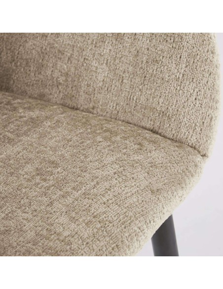 Silla KONNA chenilla beige/acero negro - Kave Home/Vackart CC0934BG12