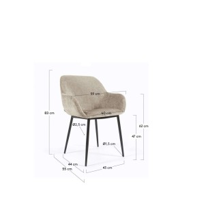 Silla KONNA chenilla beige/acero negro - Kave Home/Vackart CC0934BG12 2