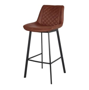Taburete ATLANTIC MARRÓN 74 cm Alto, Metal / Piel Sintética - Vackart. Los más exclusivos y modernos taburetes de diseño en Vackart, tu tienda de diseño online.