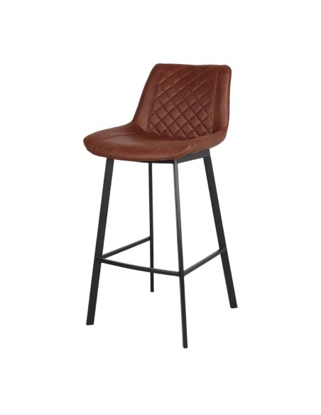 Taburete ATLANTIC MARRÓN 74 cm Alto, Metal / Piel Sintética