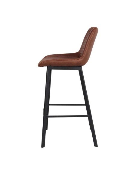 Taburete ATLANTIC MARRÓN 74 cm Alto, Metal / Piel Sintética