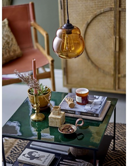 Silla con Brazos OLLIE, Teca Natural / Piel Marrón - Bloomingville. Vackart