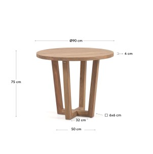 Mesa Nahla Ø90 cm Acacia Natural - Kave Home, Vackart. CC6001M43 2