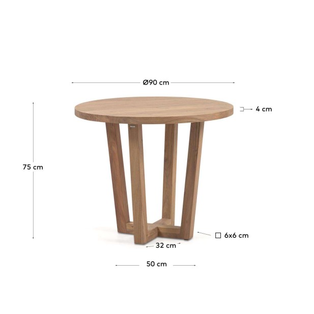 Mesa Nahla Ø90 cm Acacia Natural - Kave Home, Vackart. CC6001M43