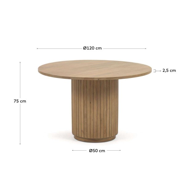 Mesa Licia Ø120 cm Mango Natural - Kave Home, Vackart. CC6002M46