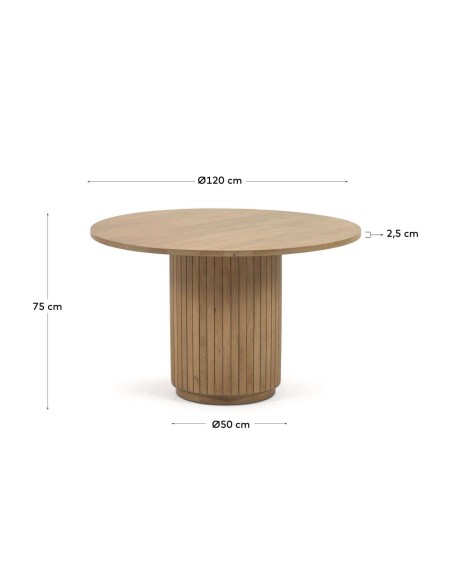 Mesa Licia Ø120 cm Mango Natural - Kave Home, Vackart. CC6002M46