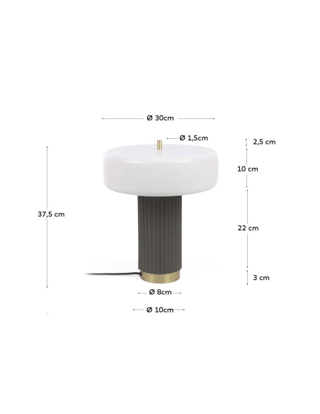 Lámpara mesa Serenella metal blanco/verde-Kave Home,Vackart. LH0180R05