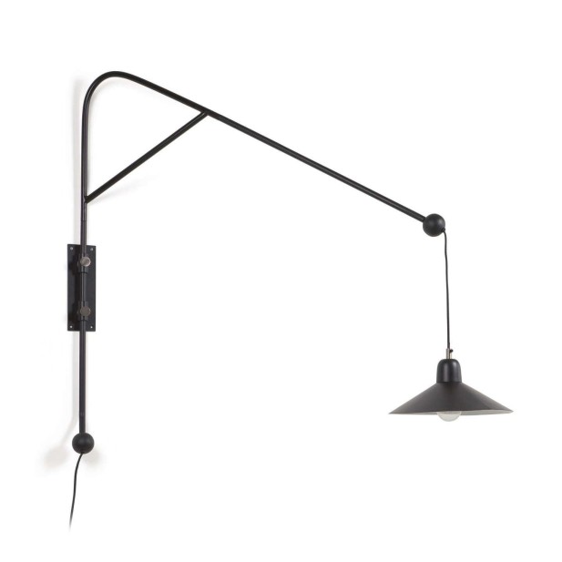Aplique de pared Eleazar de metal con acabado pintado negro - Kave Home
