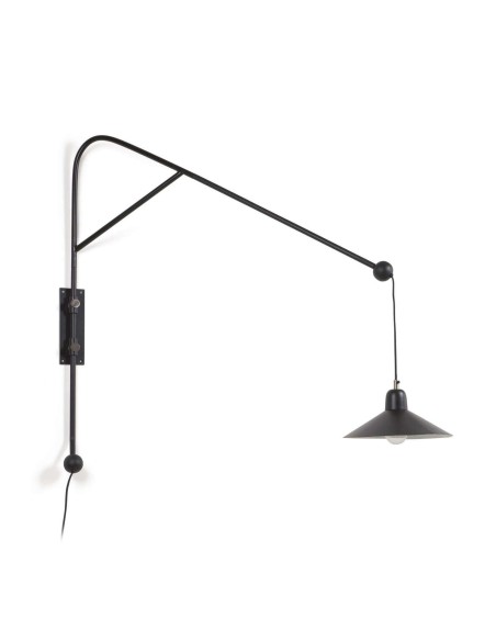 Aplique de pared Eleazar de metal con acabado pintado negro - Kave Home